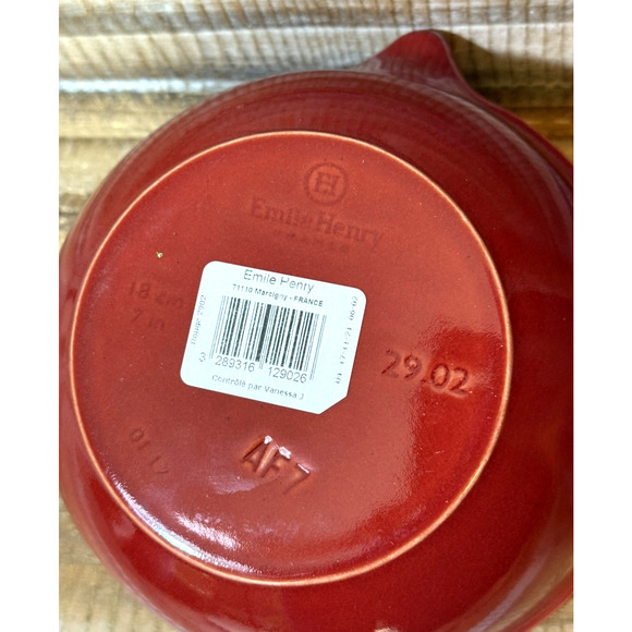 NWT Emile Henry France Rouge Sauce Pot Mixing Bowl with Spout 2902 - Picture 7 of 10